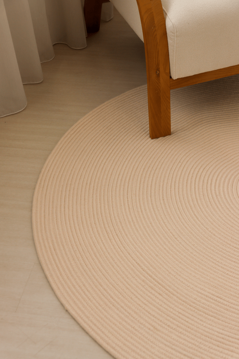 Champagne Beige Round Carpet | 100% Nylon | Dual - Sided - The Carpetier™