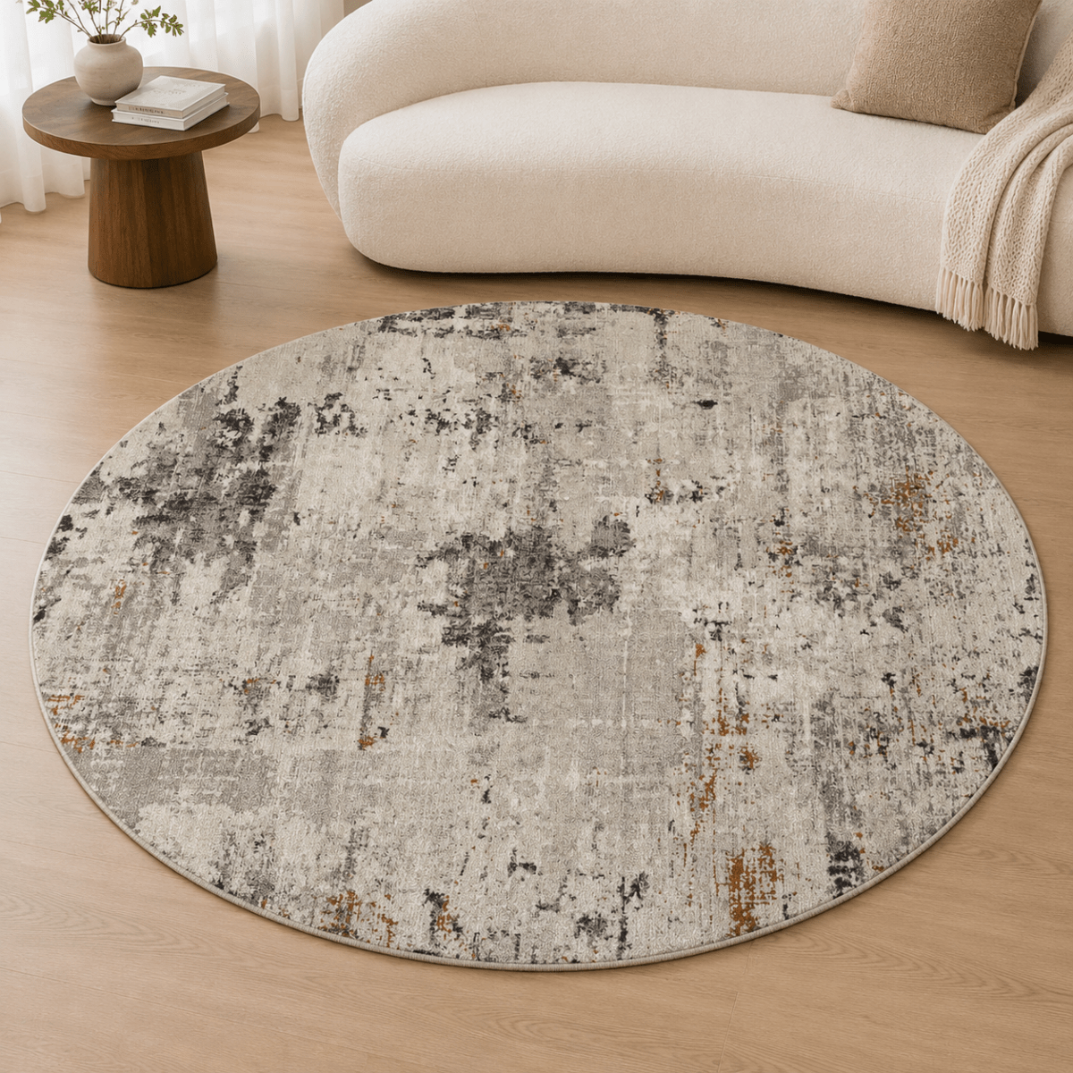 Charcoal Bronze Round Carpet | Polyfibre Cashmere - The Carpetier™