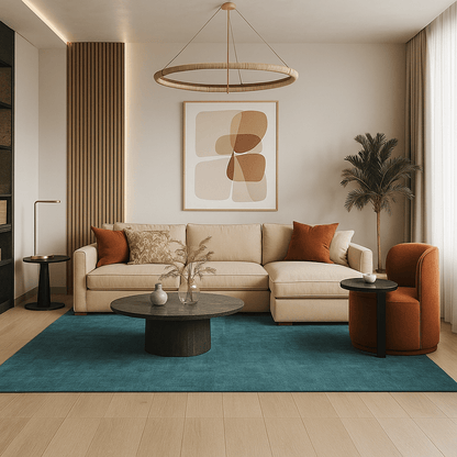 Cobalt Teal Carpet | Luxury Wool Handloomed - The Carpetier™
