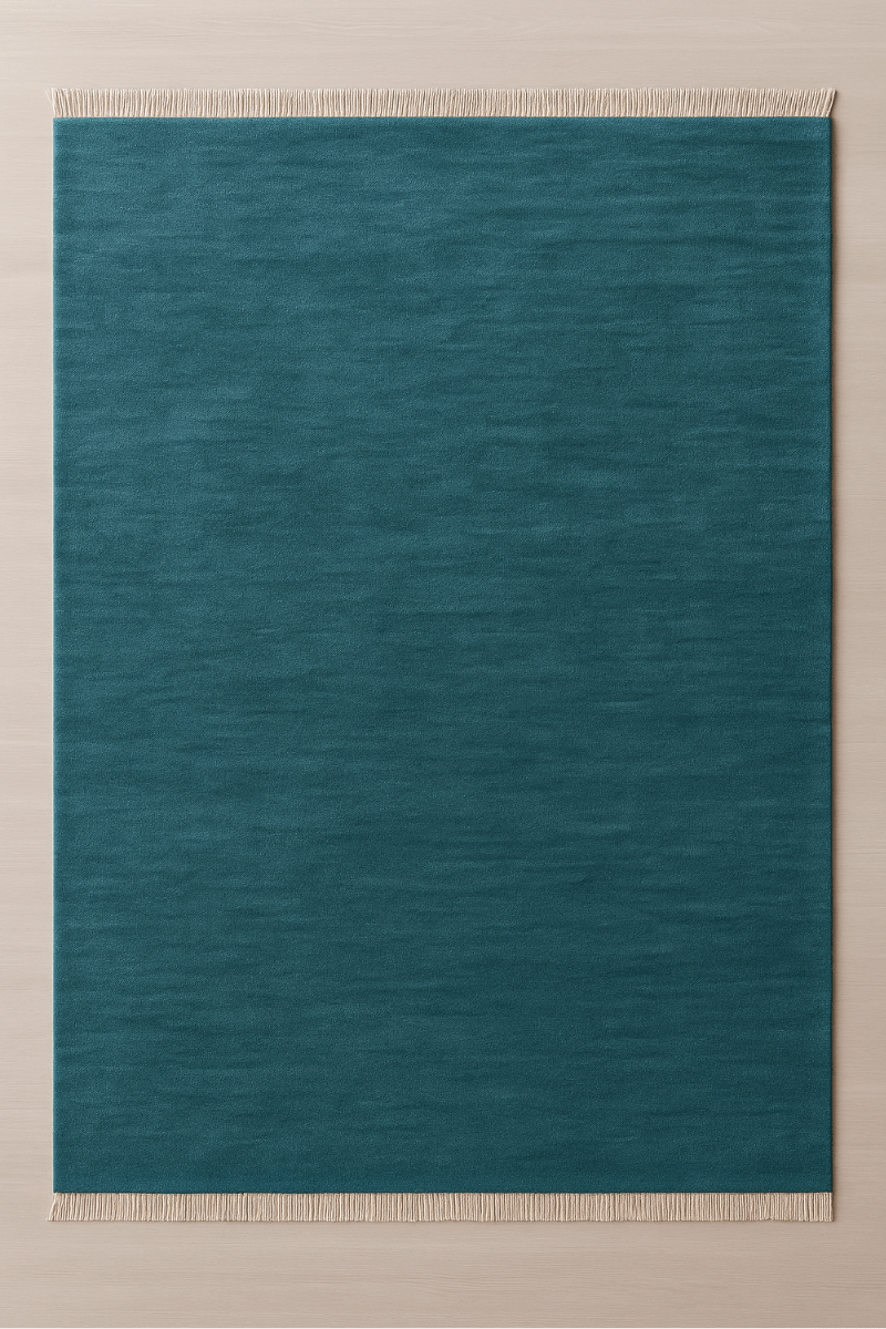 Cobalt Teal | New Zealand Wool Handloomed With Tassels - The Carpetier™