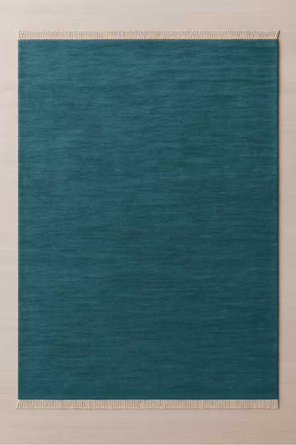 Cobalt Teal | New Zealand Wool Handloomed With Tassels - The Carpetier™