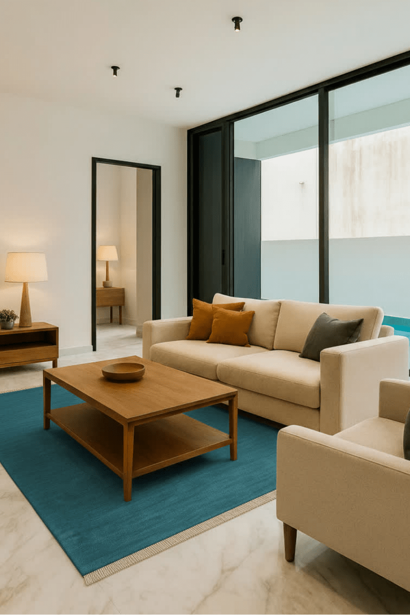 Cobalt Teal | New Zealand Wool Handloomed With Tassels - The Carpetier™