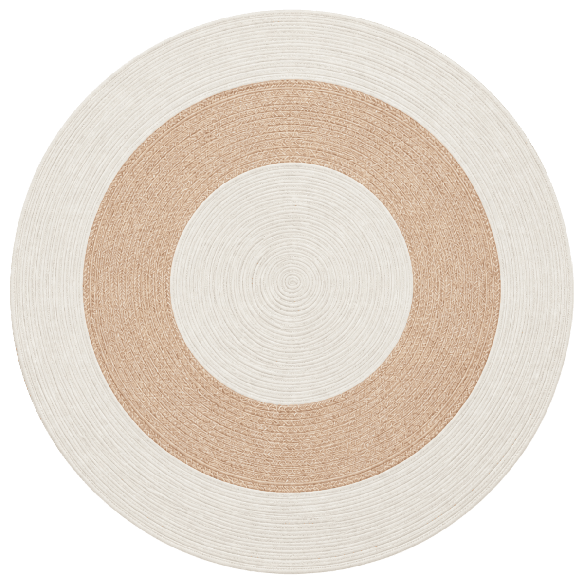 Cream & Sand Halo Round Carpet | 100% Nylon | Dual-Sided - The Carpetier™