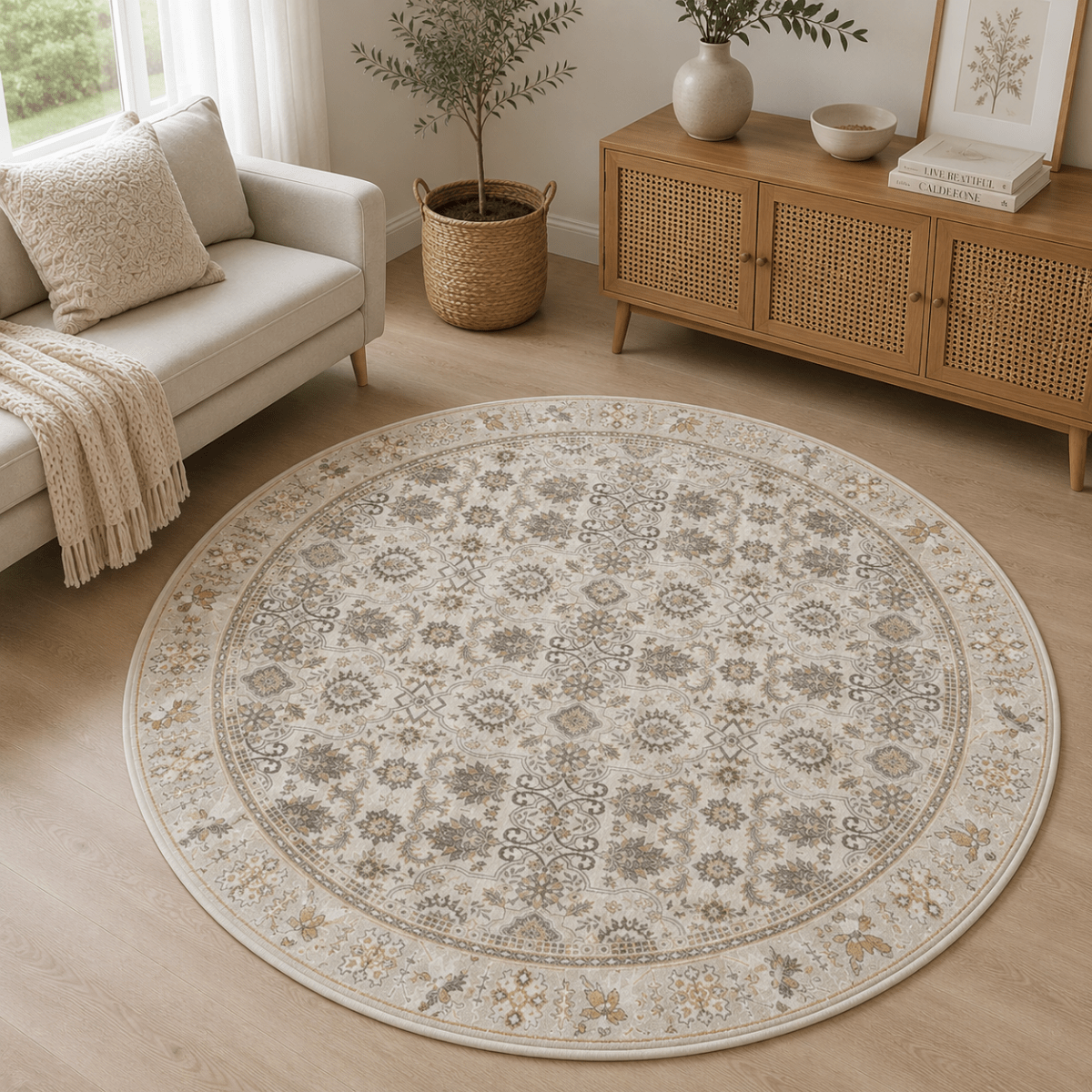 Daffodil Shiraz Round Carpet | Polyfibre Cashmere - The Carpetier™
