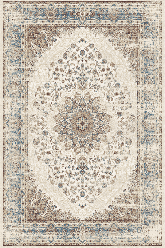 Faded Sapphire Medallion Carpet | Polyfibre Cashmere - The Carpetier™