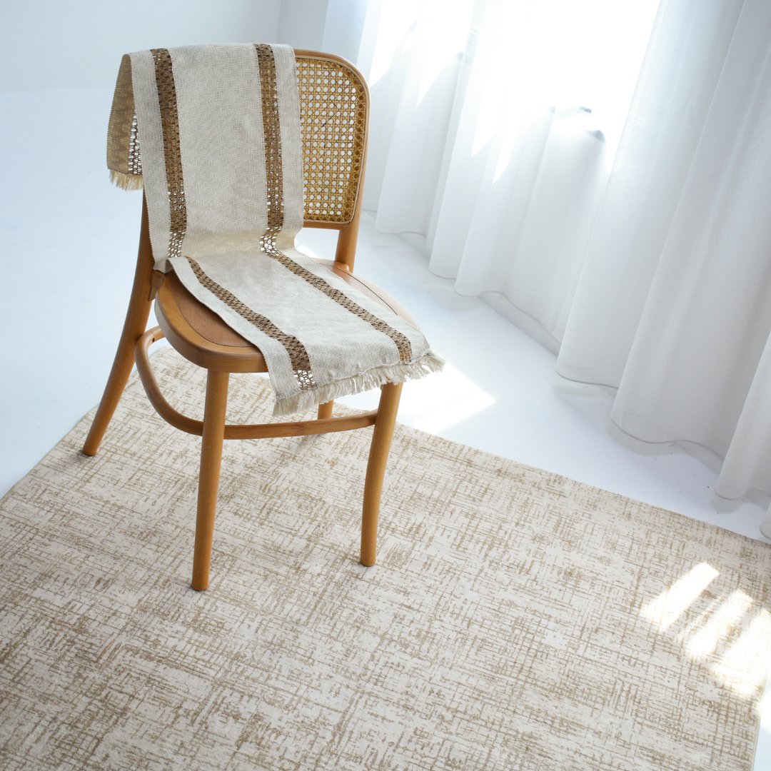 Golden Crosshatch Carpet | Scandinavian | Polyfibre Cashmere Series - The Carpetier™