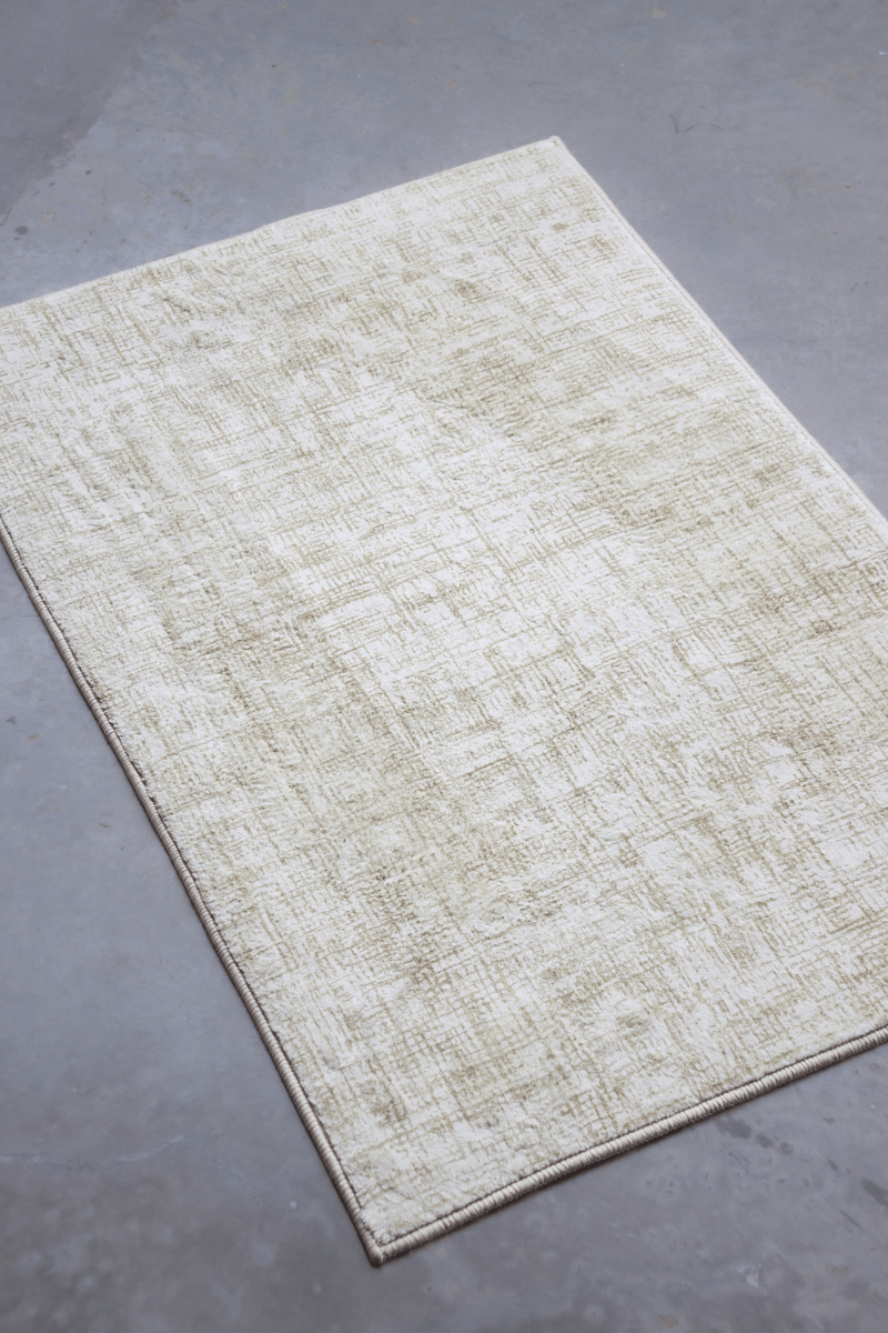 Golden Crosshatch Floor Mat | Polyfibre Cashmere - The Carpetier™