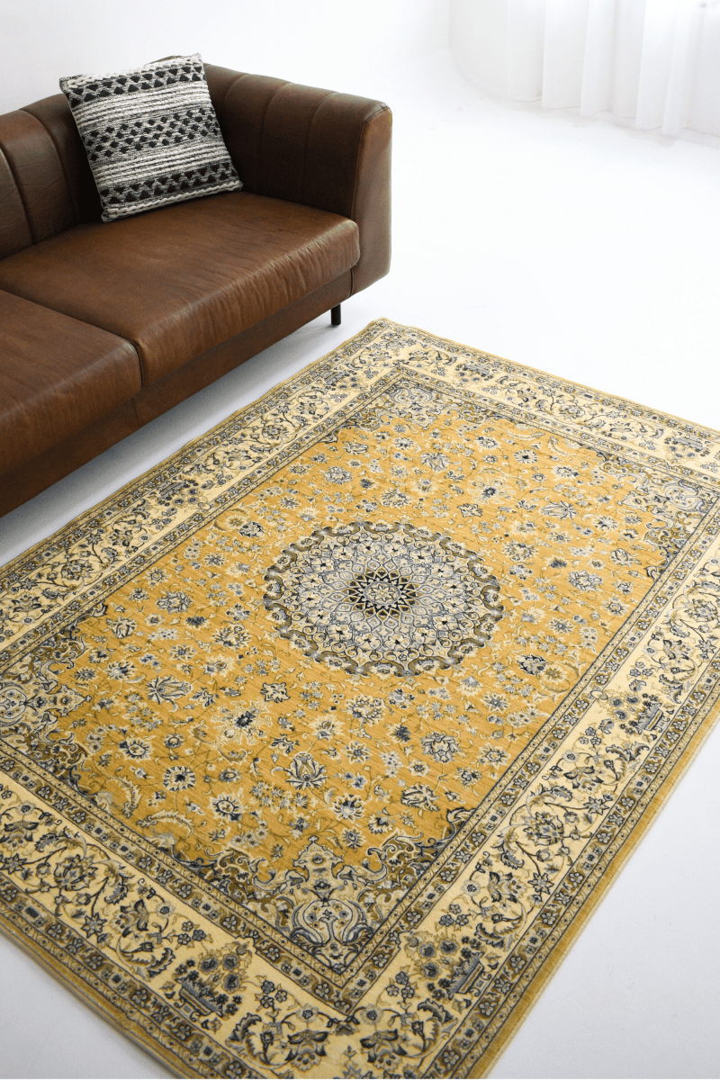 Golden Medallion Carpet | Persian | Polyfibre Cashmere Series - The Carpetier™