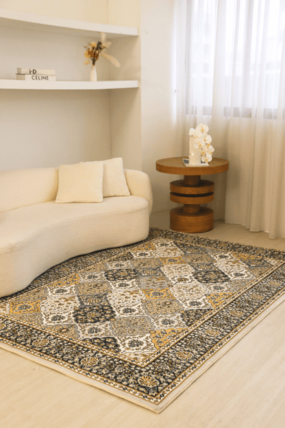 Golden Mosaic Carpet | Polyfibre Cashmere - The Carpetier™