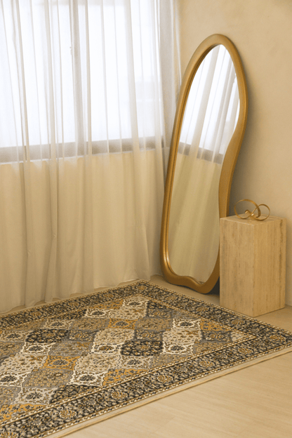 Golden Mosaic Carpet | Polyfibre Cashmere - The Carpetier™