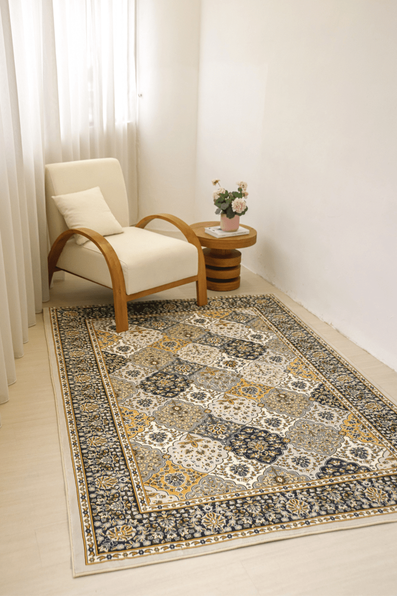 Golden Mosaic Carpet | Polyfibre Cashmere - The Carpetier™