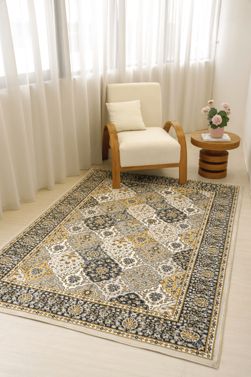 Golden Mosaic Carpet | Polyfibre Cashmere - The Carpetier™