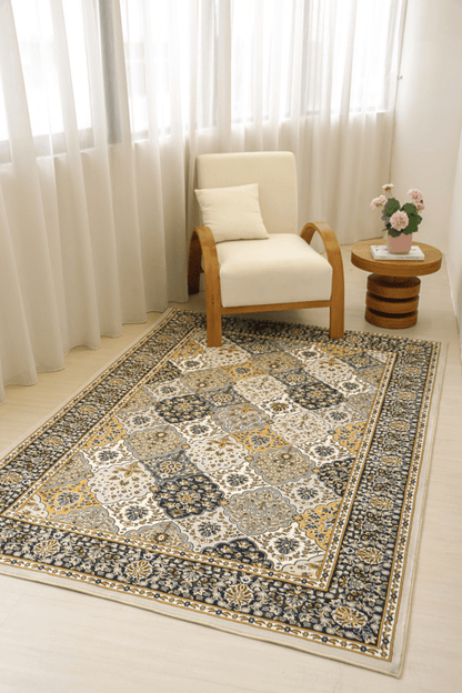 Golden Mosaic Carpet | Polyfibre Cashmere - The Carpetier™