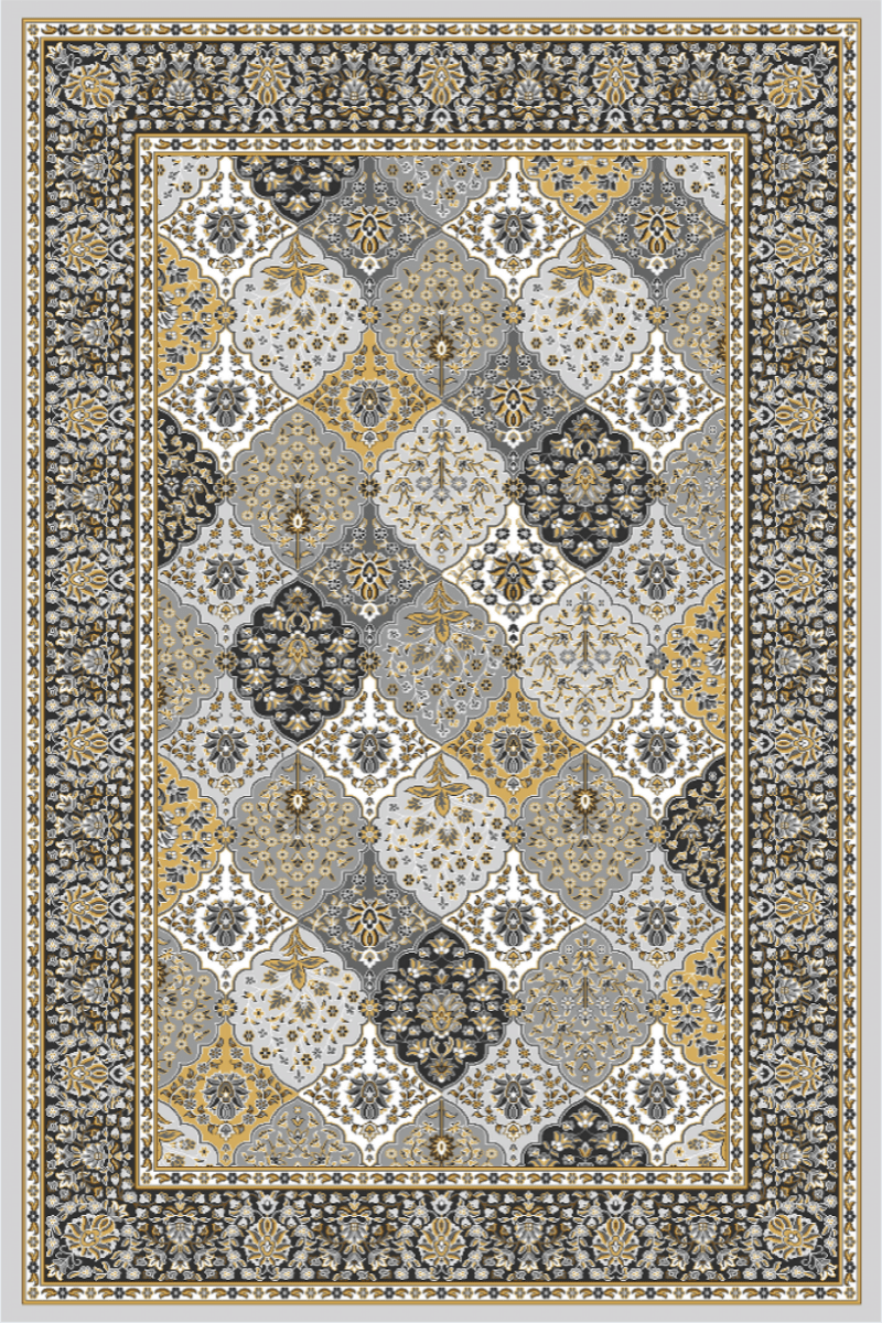 Golden Mosaic Carpet | Polyfibre Cashmere - The Carpetier™