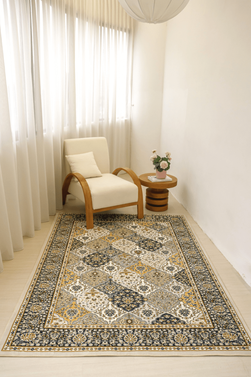 Golden Mosaic Carpet | Polyfibre Cashmere - The Carpetier™