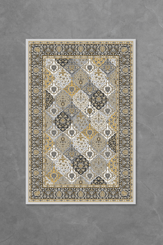 Golden Mosaic Floor Mat | Polyfibre Cashmere - The Carpetier™