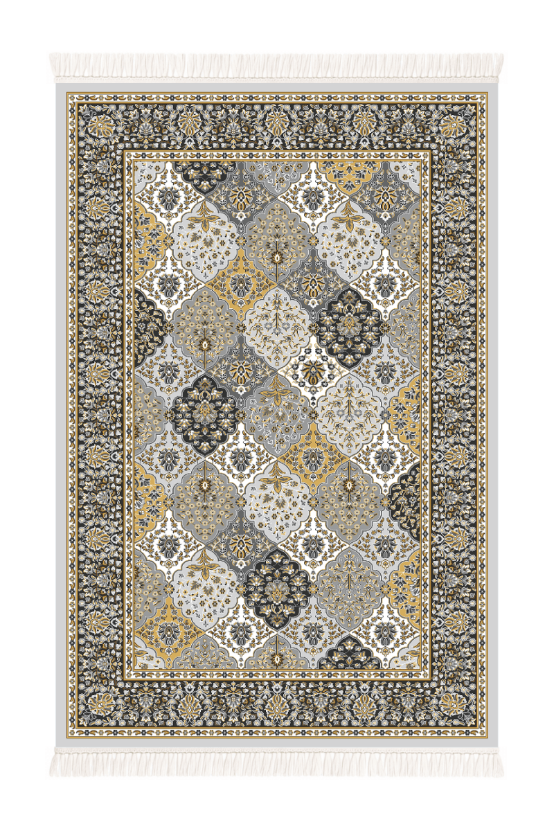 Golden Mosaic Prayer Mat | Polyfibre Cashmere - The Carpetier™
