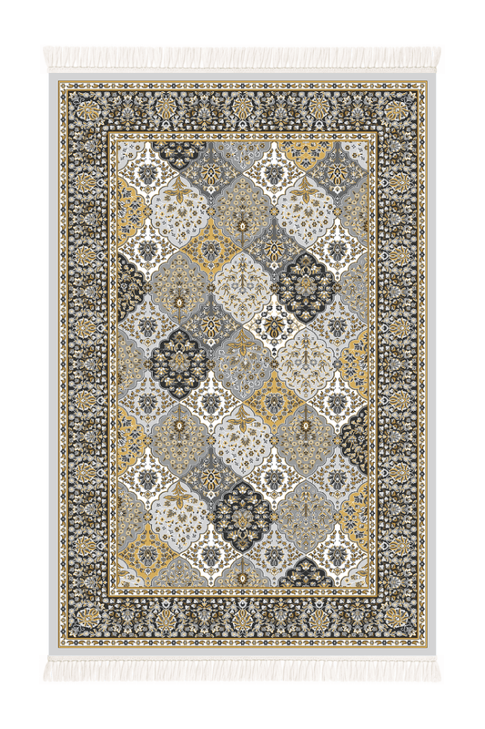 Golden Mosaic Prayer Mat | Polyfibre Cashmere - The Carpetier™