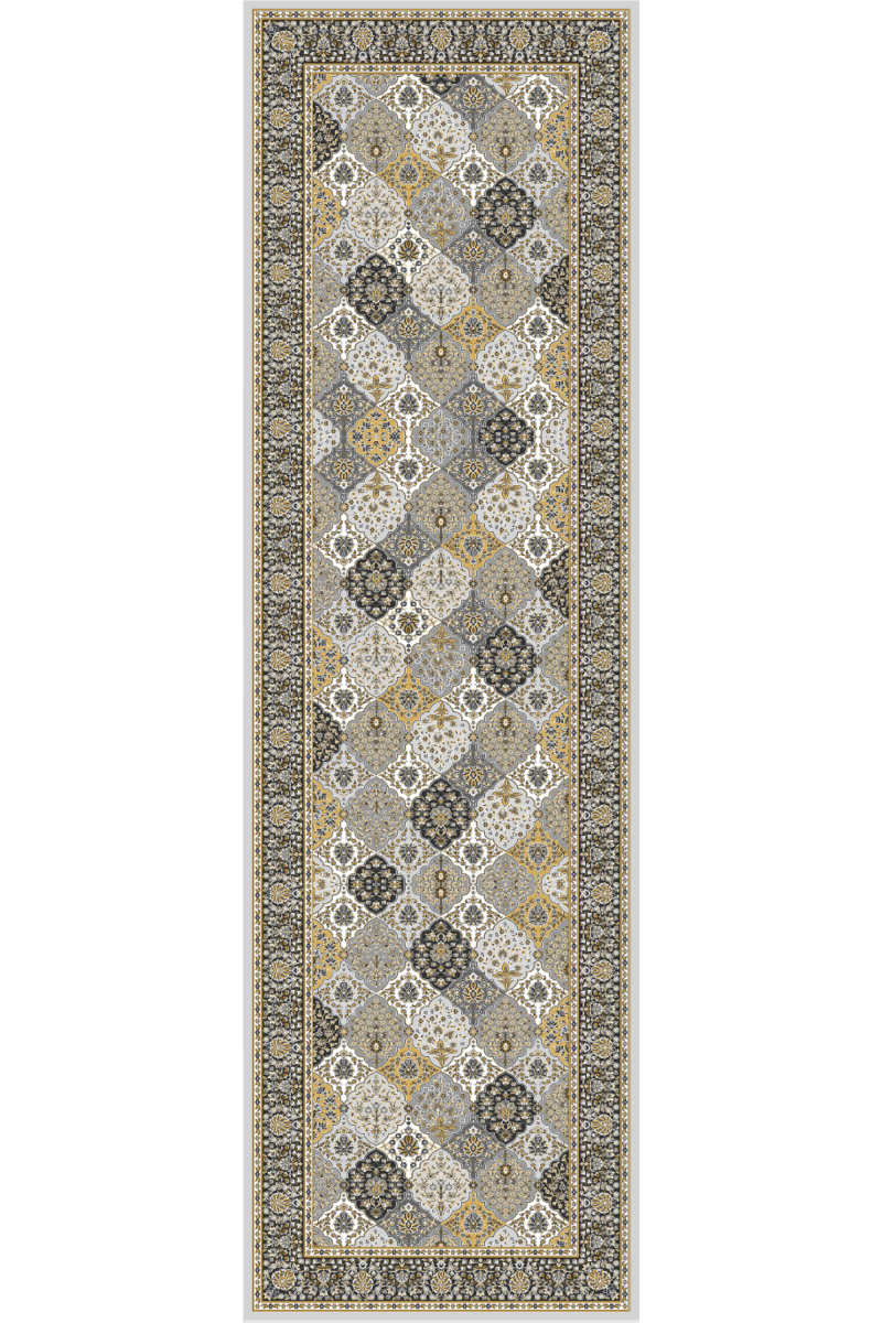 Golden Mosaic Runner | Polyfibre Cashmere - The Carpetier™