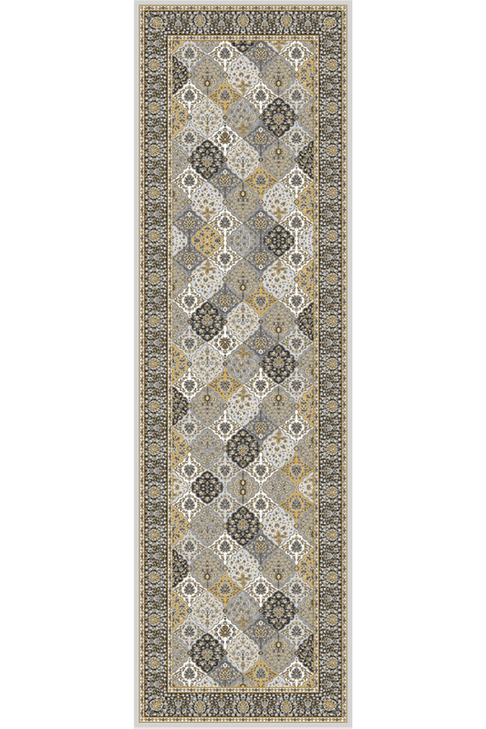 Golden Mosaic Runner | Polyfibre Cashmere - The Carpetier™