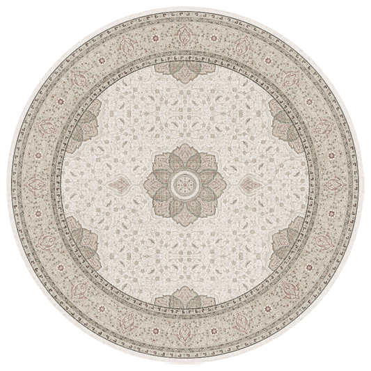 Ivory Palace Round Carpet | Polyfibre Cashmere - The Carpetier™