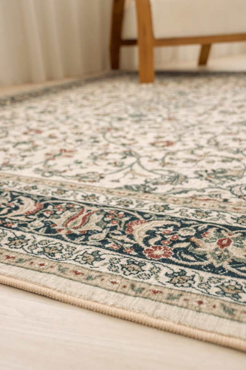 Ivory Roselia Carpet | Polyfibre Cashmere - The Carpetier™