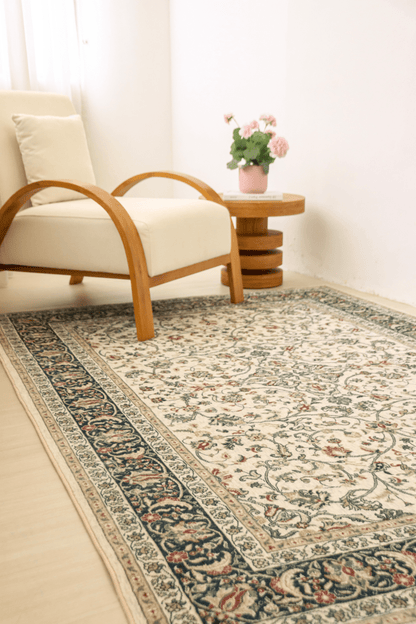 Ivory Roselia Carpet | Polyfibre Cashmere - The Carpetier™