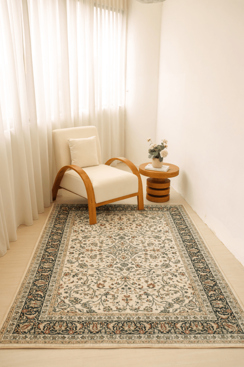 Ivory Roselia Carpet | Polyfibre Cashmere - The Carpetier™