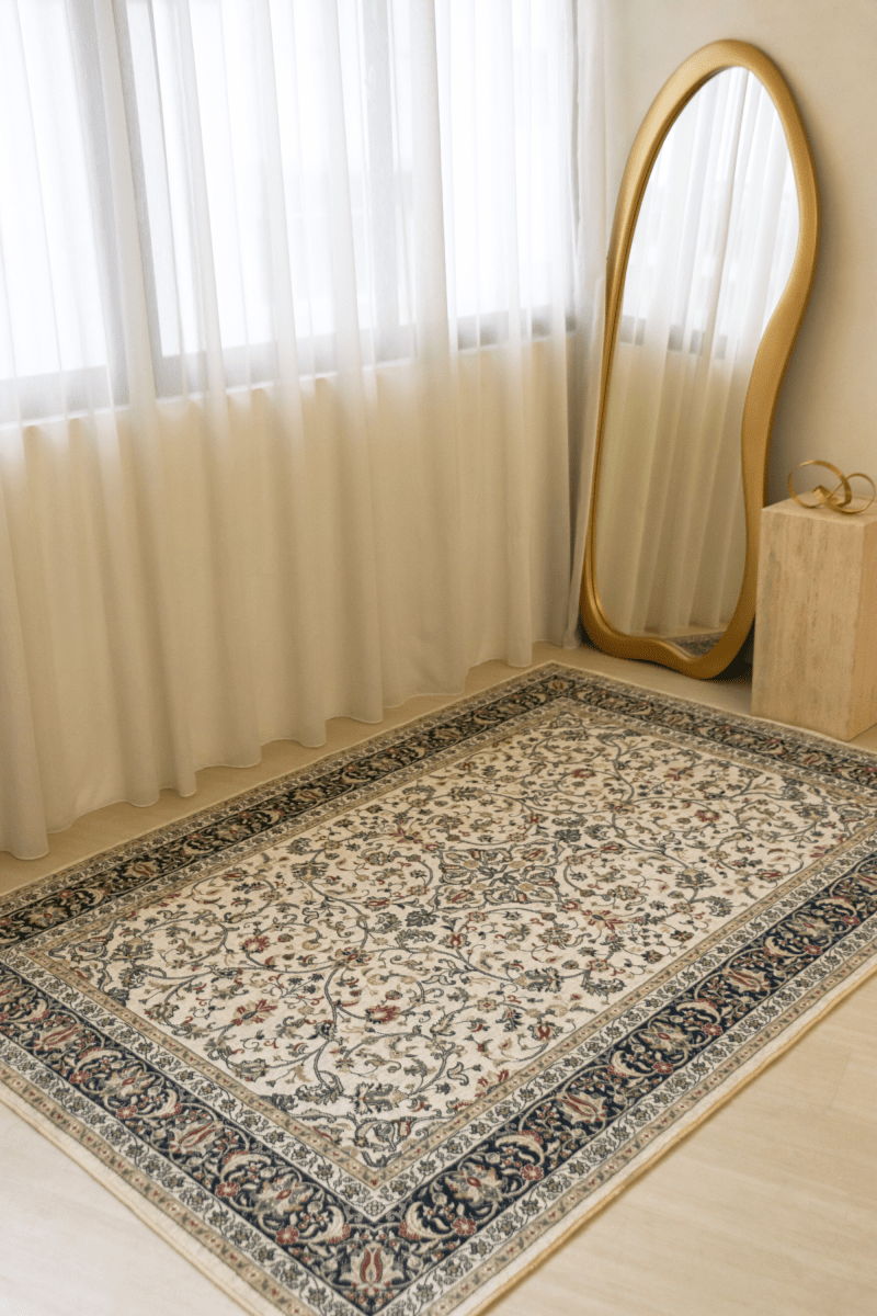 Ivory Roselia Carpet | Polyfibre Cashmere - The Carpetier™