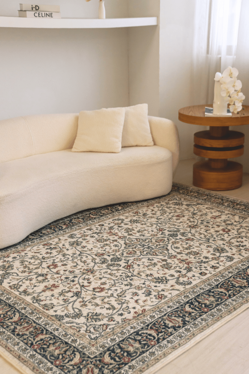 Ivory Roselia Carpet | Polyfibre Cashmere - The Carpetier™