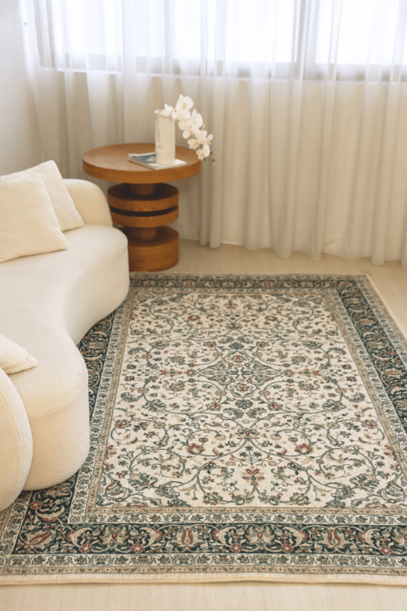 Ivory Roselia Carpet | Polyfibre Cashmere - The Carpetier™