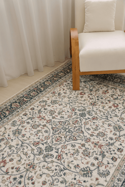 Ivory Roselia Carpet | Polyfibre Cashmere - The Carpetier™