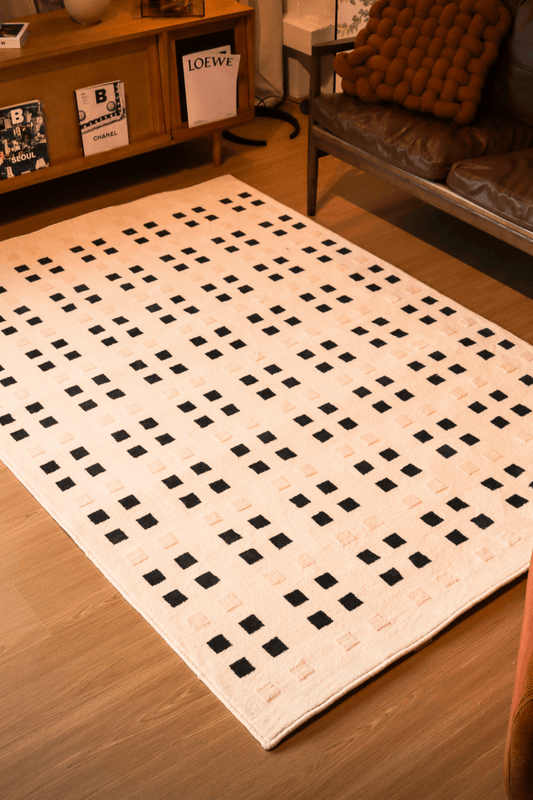 Japandi Checkered Carpet | Wilton Dyed Series - The Carpetier™