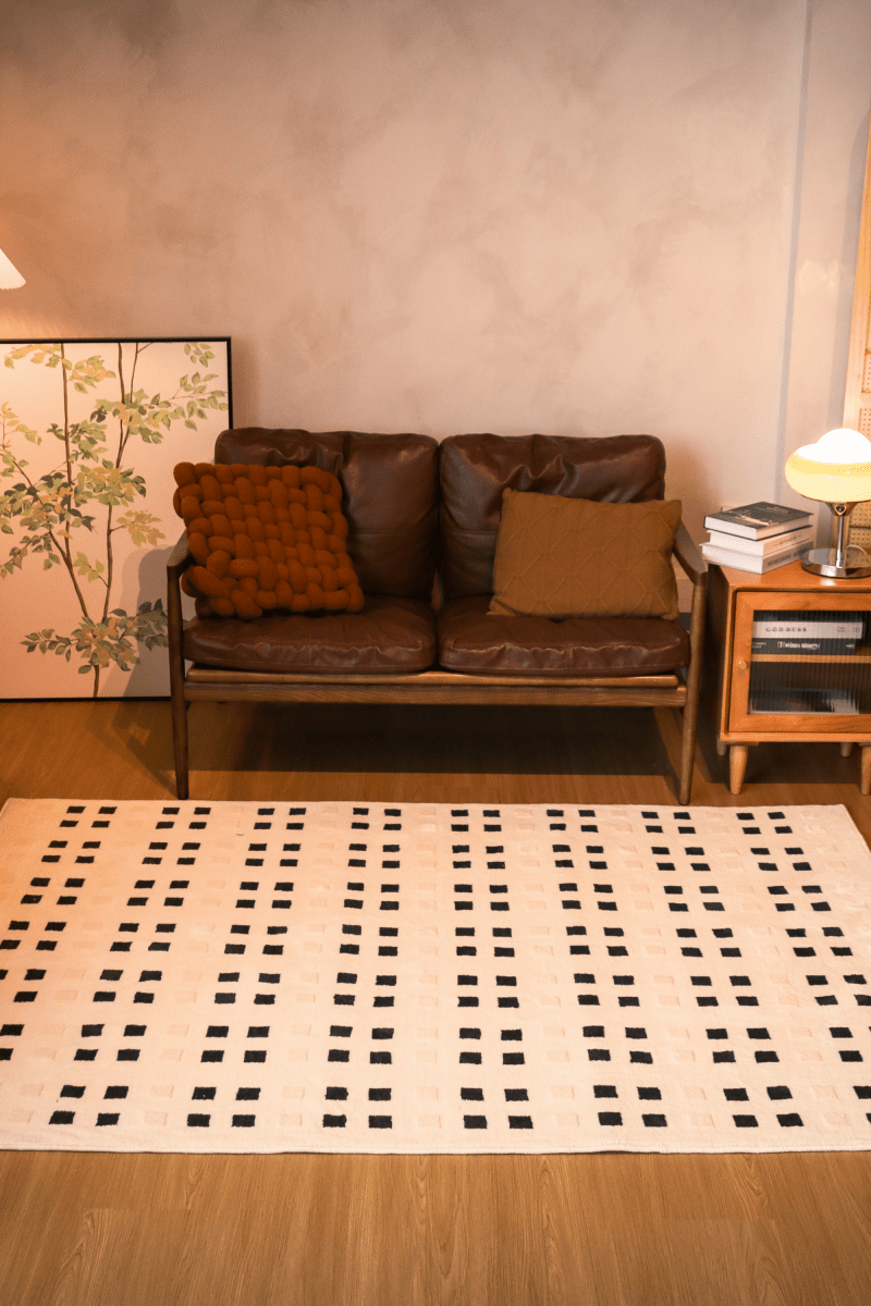 Japandi Checkered Carpet | Wilton Dyed Series - The Carpetier™