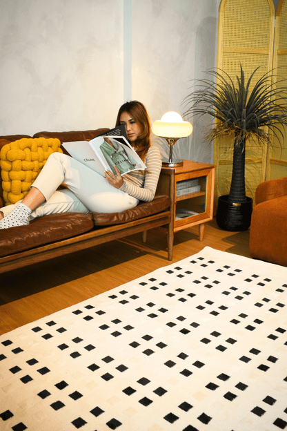 Japandi Checkered Carpet | Wilton Dyed Series - The Carpetier™