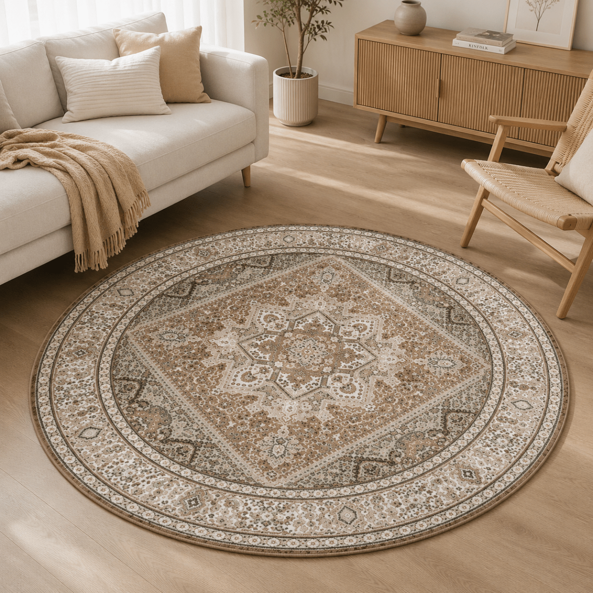 Medina Garden Round Carpet | Polyfibre Cashmere - The Carpetier™