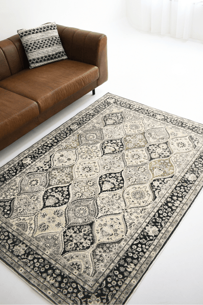 Monochrome Majesty Carpet | Persian | Polyfibre Cashmere Series - The Carpetier™