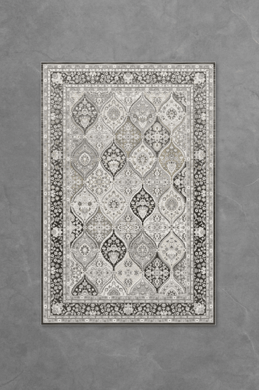 Monochrome Majesty Floor Mat | Polyfibre Cashmere - The Carpetier™