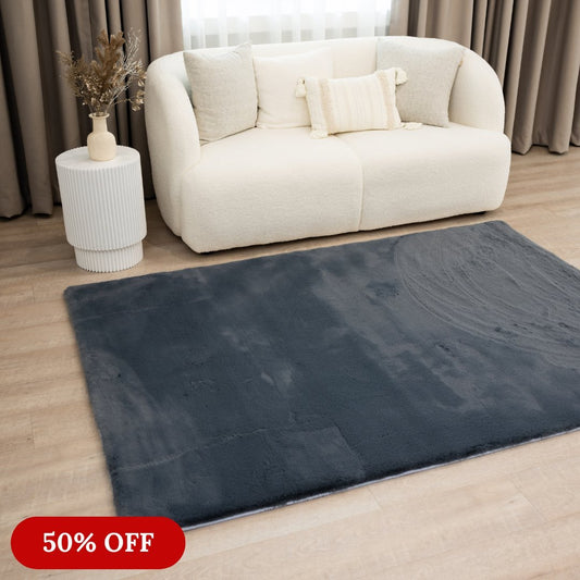 Navy Grey Cloud Fur Carpet - The Carpetier™