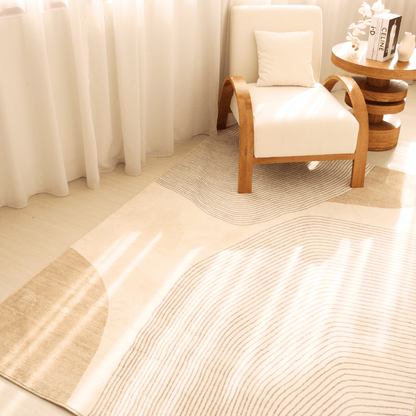 Neutral Waves Carpet | Scandinavian | Polyfibre Cashmere Series - The Carpetier™