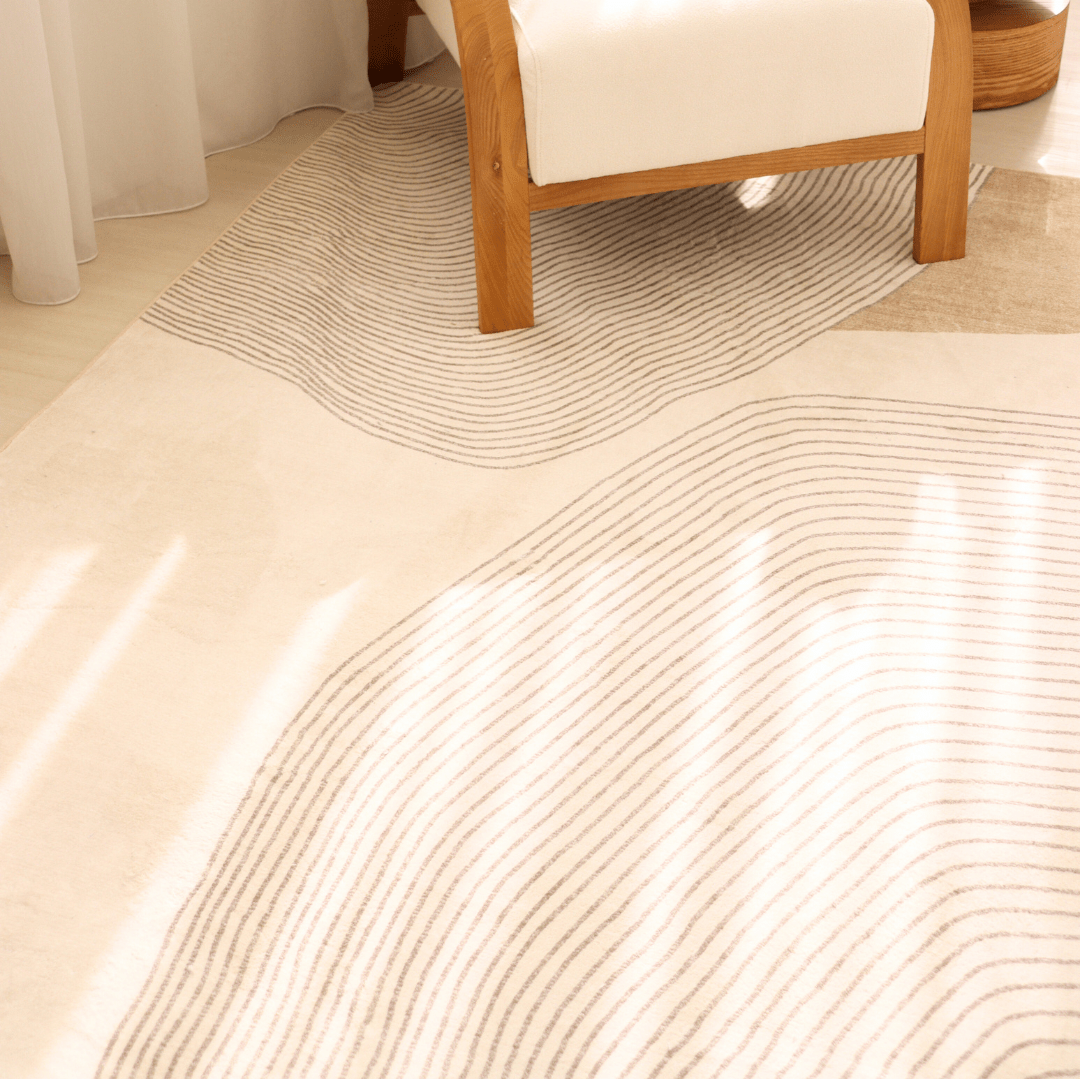 Neutral Waves Carpet | Scandinavian | Polyfibre Cashmere Series - The Carpetier™