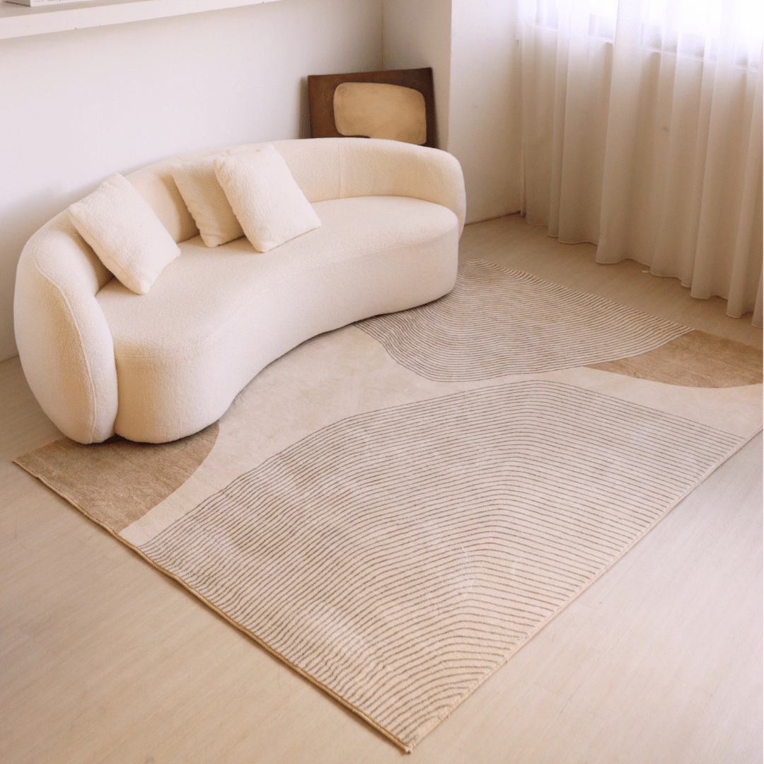 Neutral Waves Carpet | Scandinavian | Polyfibre Cashmere Series - The Carpetier™