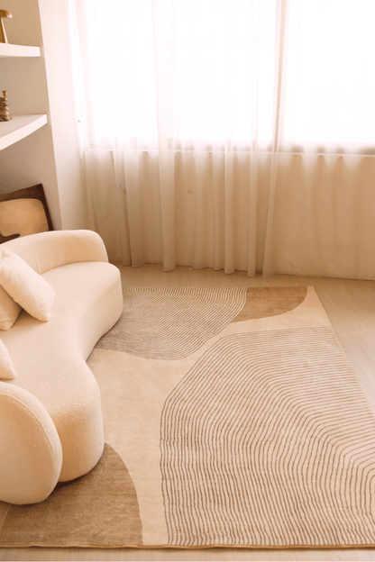 Neutral Waves Carpet | Scandinavian | Polyfibre Cashmere Series - The Carpetier™