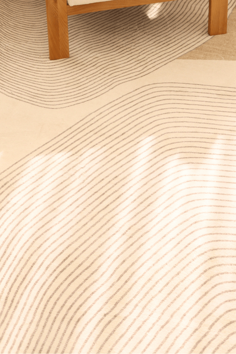 Neutral Waves Carpet | Scandinavian | Polyfibre Cashmere Series - The Carpetier™
