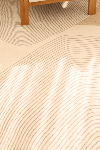 Neutral Waves Carpet | Scandinavian | Polyfibre Cashmere Series - The Carpetier™