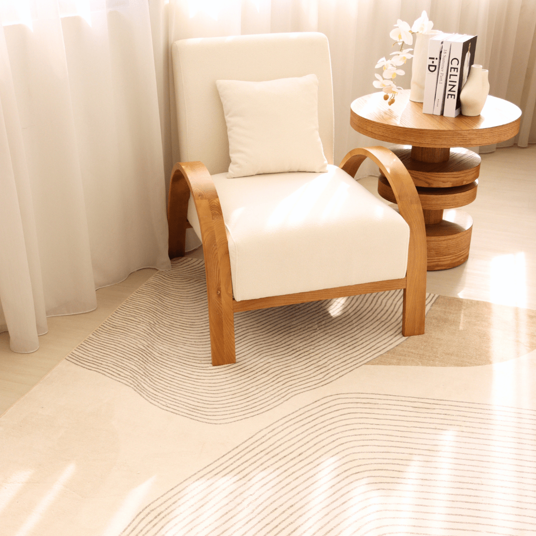 Neutral Waves Carpet | Scandinavian | Polyfibre Cashmere Series - The Carpetier™