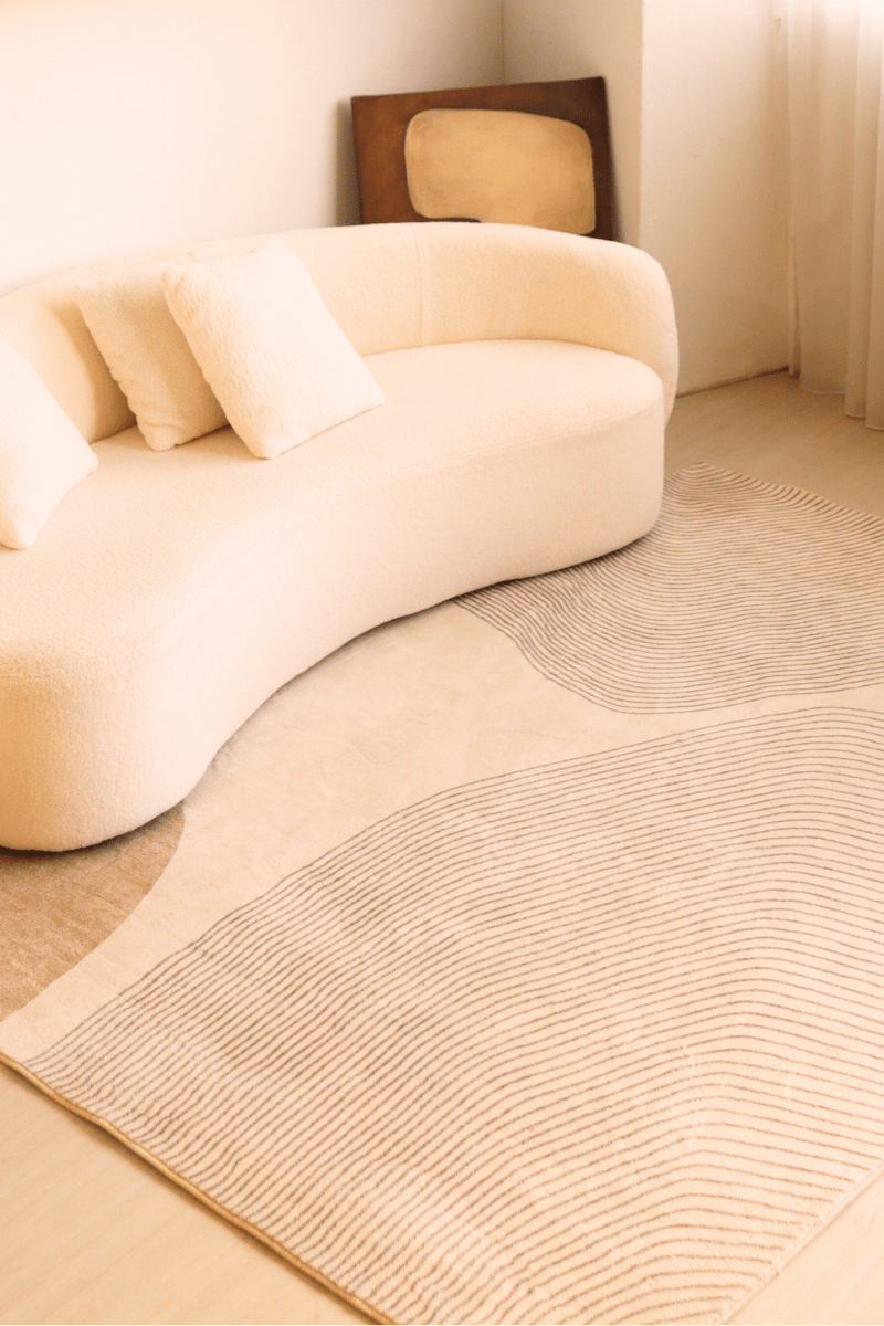 Neutral Waves Carpet | Scandinavian | Polyfibre Cashmere Series - The Carpetier™
