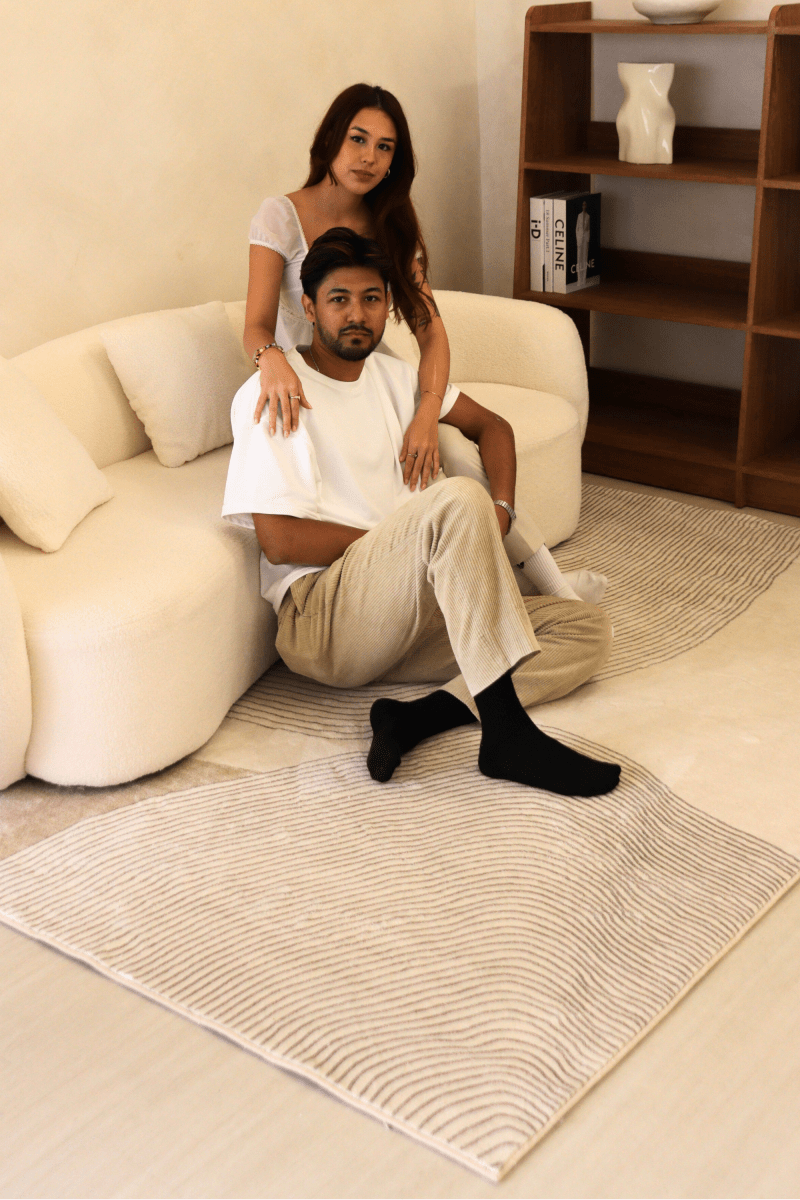 Neutral Waves Carpet | Scandinavian | Polyfibre Cashmere Series - The Carpetier™