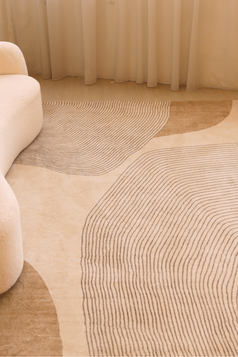 Neutral Waves Carpet | Scandinavian | Polyfibre Cashmere Series - The Carpetier™