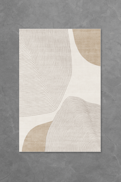 Neutral Waves Floor Mat | Polyfibre Cashmere - The Carpetier™